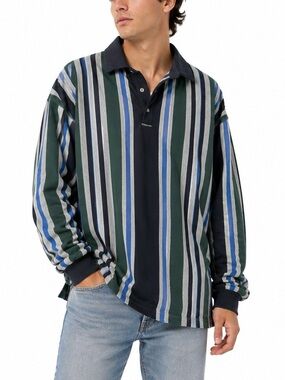 Vintage Deadstock Higher State Adventure XL Striped 100% Cotton Rugby Shirt NWT
